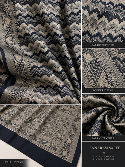 Black Silk Banarasi Saree – Timeless Luxurious Elegance