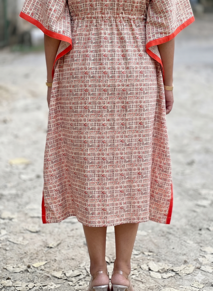 Colorful Cotton Kaftan – Soft, Airy Summer Dress with Red Edging