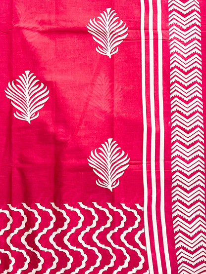 Cotton Magenta Magic Saree – Vibrant Festive Elegance (One Size)