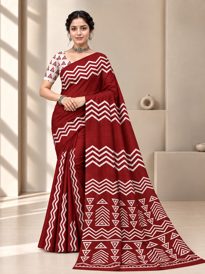 Maroon Cotton Saree – Rich Everyday Elegance