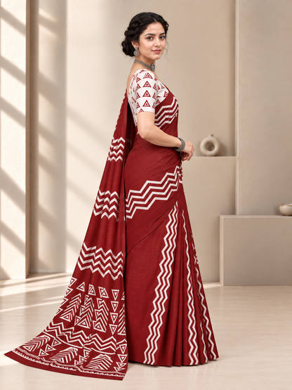 Maroon Cotton Saree – Rich Everyday Elegance