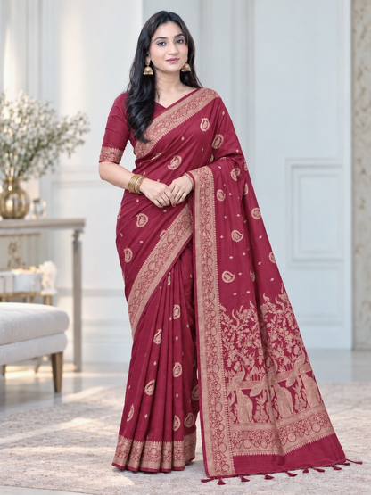 Karwa Chauth Special Rani Red Silk Saree