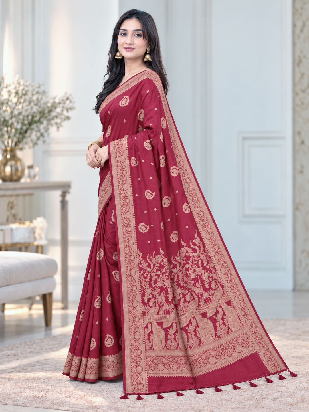 Karwa Chauth Special Rani Red Silk Saree