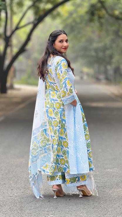 Pure Cotton A-Line Floral Kurta Kurti Set for Women – Size Inclusive (S–5XL)
