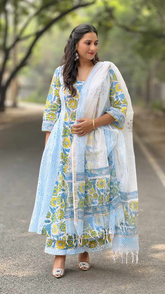 Pure Cotton A-Line Floral Kurta Suit Set for Women – Size Inclusive (S–5XL)