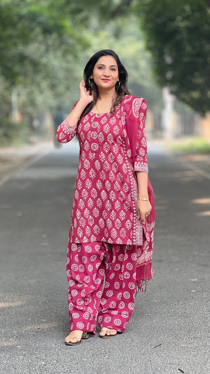 Farshi Palazzo Kurti – Pure Cotton Block Print Heritage Set
