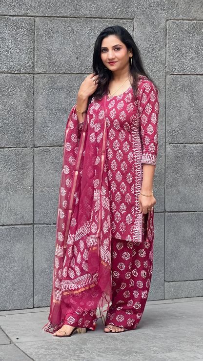 Farshi Palazzo Kurti – Pure Cotton Block Print Heritage Set