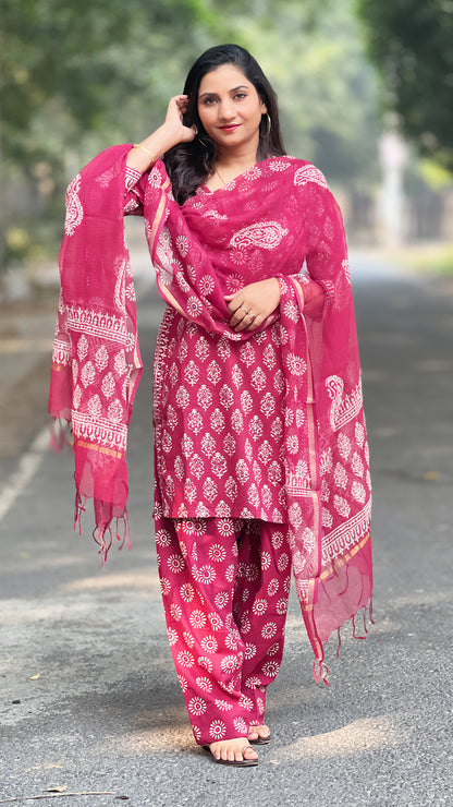 Farshi Palazzo Kurti – Pure Cotton Block Print Heritage Set