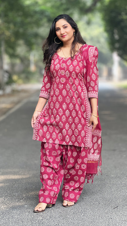 Farshi Palazzo Kurti – Pure Cotton Block Print Heritage Set