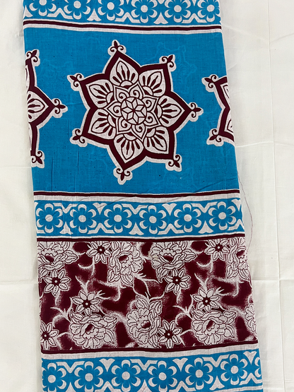Cotton Classic Maroon Brown Saree – Timeless Earthy Elegance (One Size)