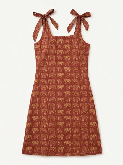 Cotton Rust Pink Pure Elephant Print Kurti – Artistic Cultural Charm (S–5XL)(Only Kurti)