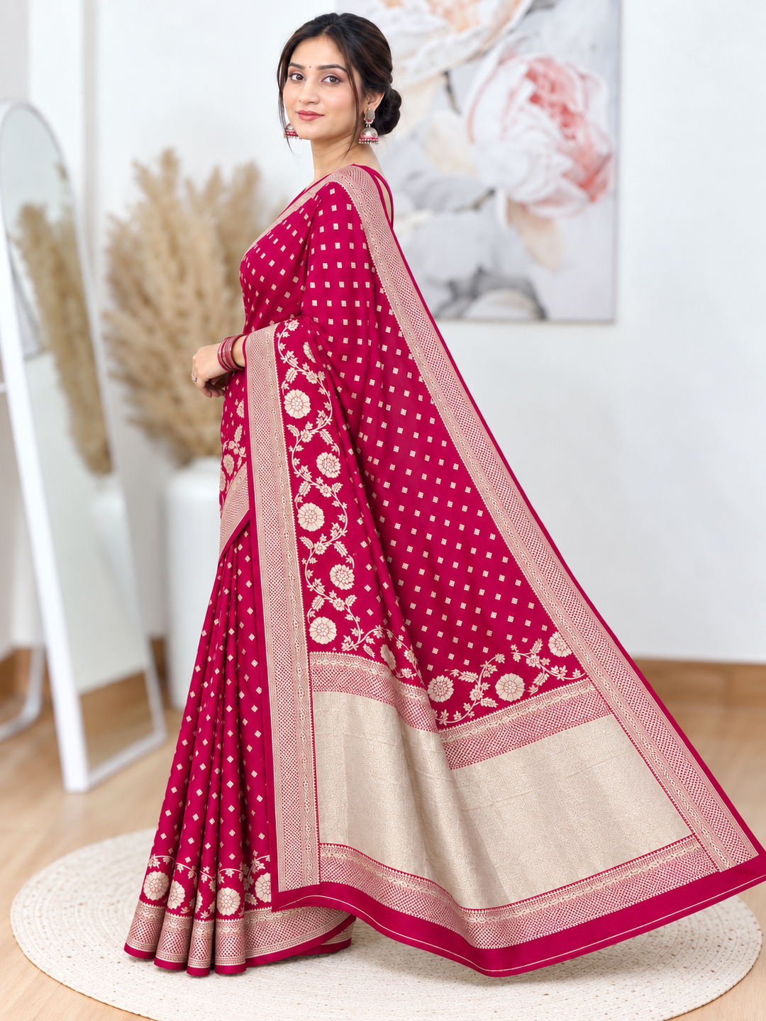 Rani Pink Banarasi Silk Saree – Bold, Luxe Elegance