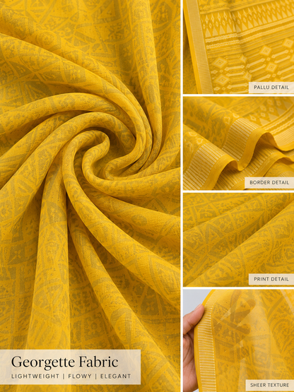 Yellow Ethnic Saree – Georgette – Bright, Joyful Elegance