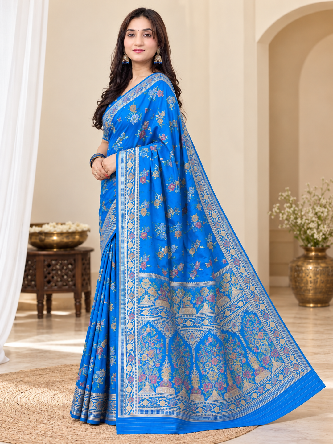 Firozi Silk Saree – Festive Wear