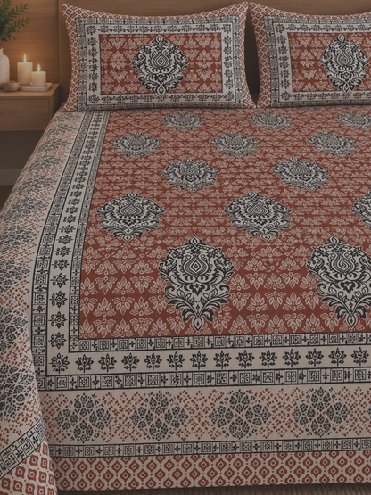 Jaipur Heritage Cotton Bedsheet – 108 × 108 Inches
