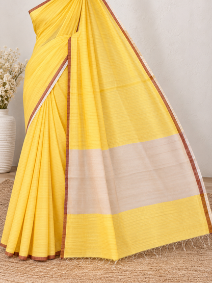 Yellow Mal Cotton Saree – Bright, Everyday Elegance