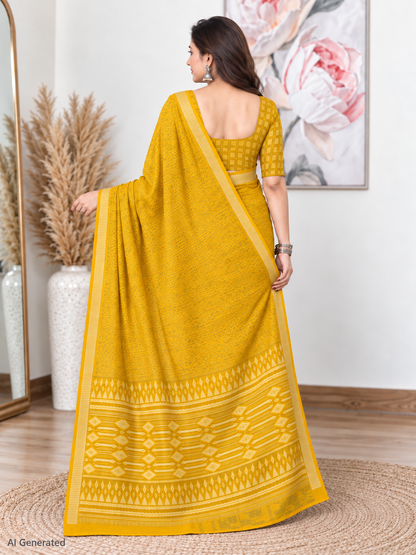 Yellow Ethnic Saree – Georgette – Bright, Joyful Elegance