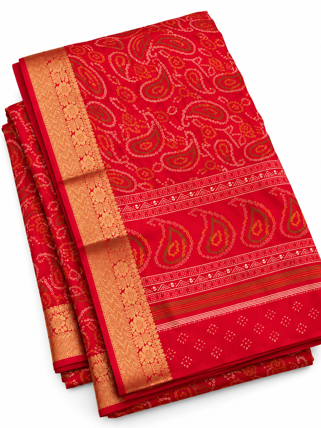 Red Bandhani Georgette Saree