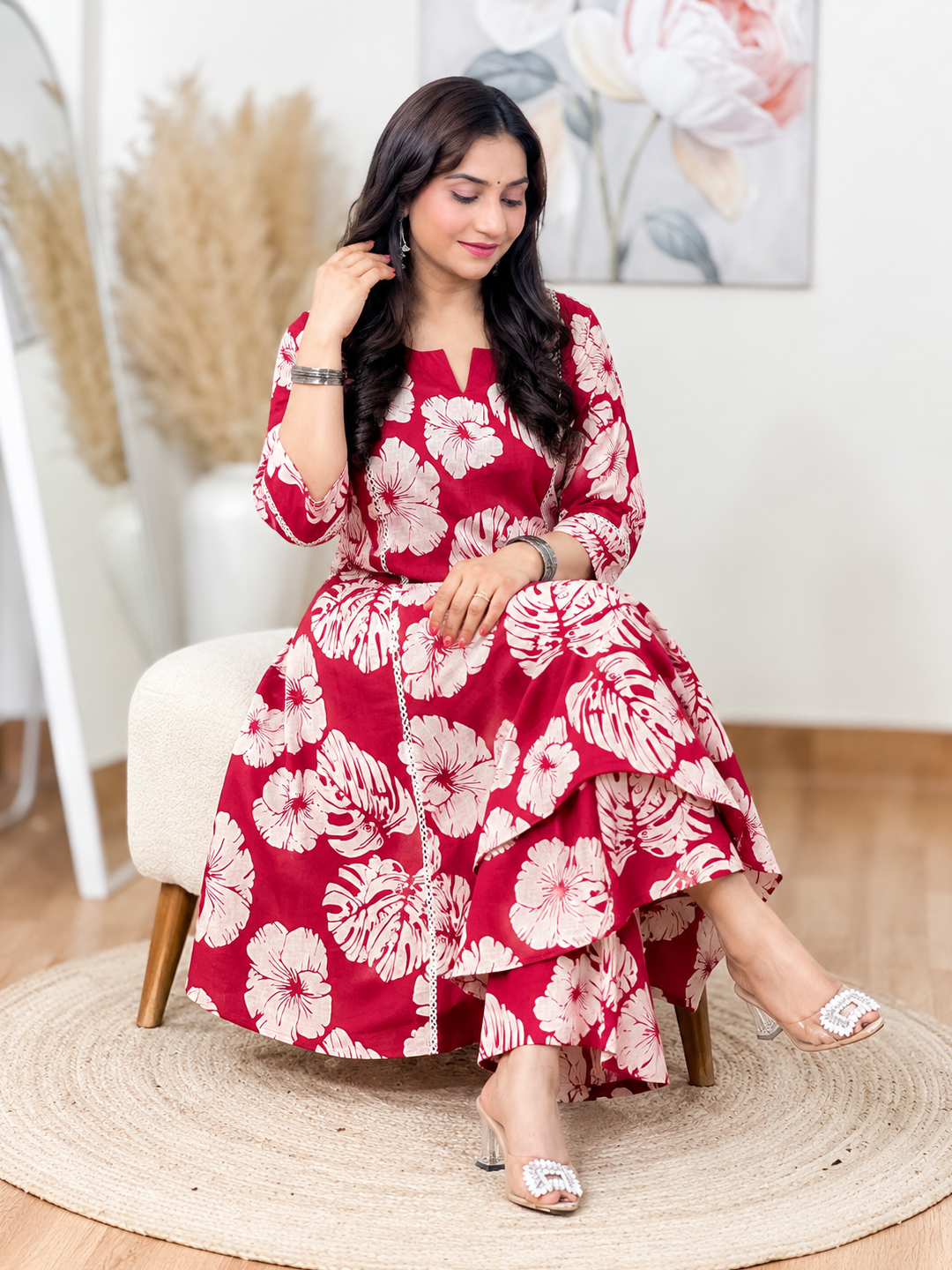 A-Line Flared Kurti with Wide-Leg Pants – Flowy Comfort Co-Ord Elegance