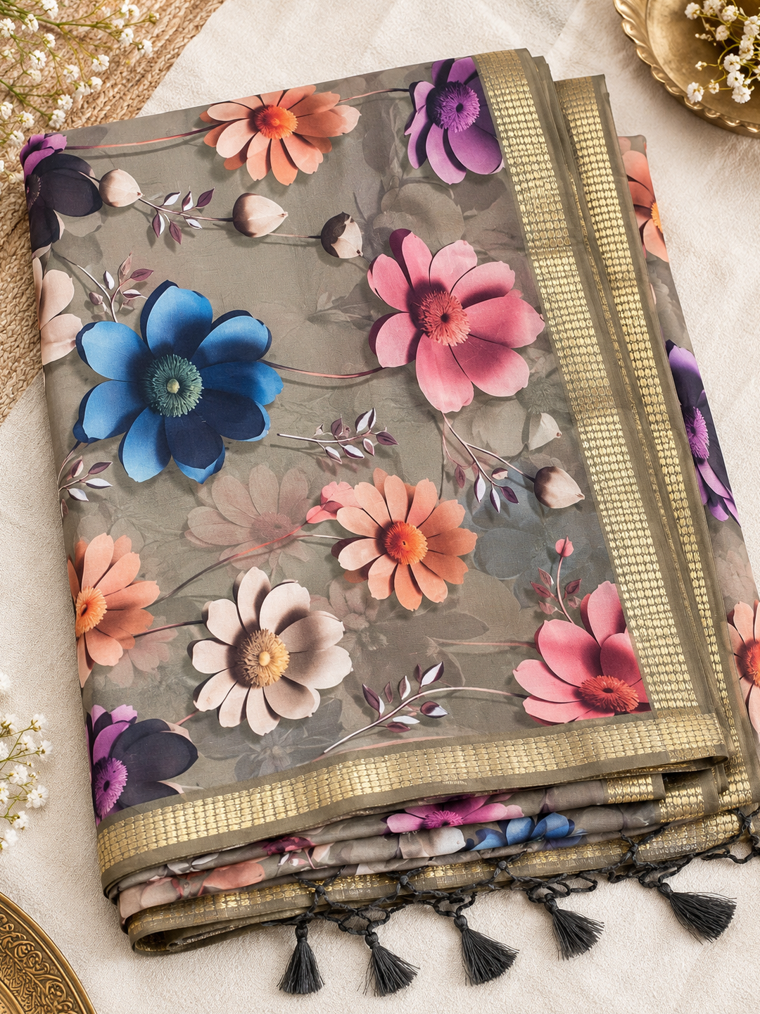 Floral Digital Print Georgette Saree