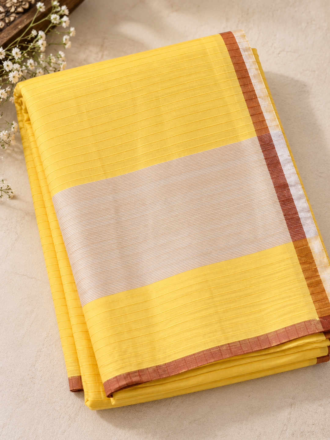 Yellow Mal Cotton Saree – Bright, Everyday Elegance