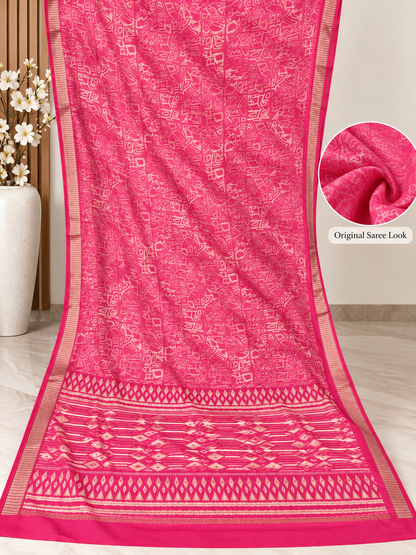 Rani Pink Ethnic Saree – Georgette – Bold, Festive Elegance
