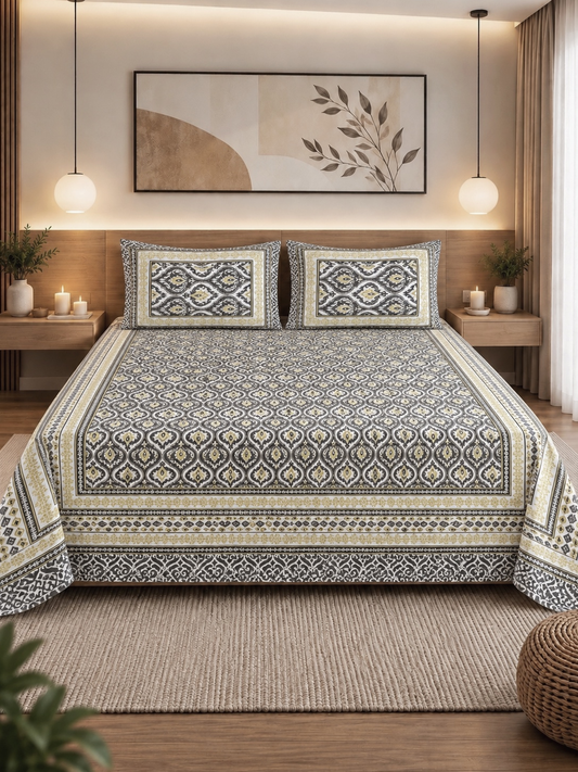 Jaipuri Cotton Bedsheet – 108 × 108 Inches