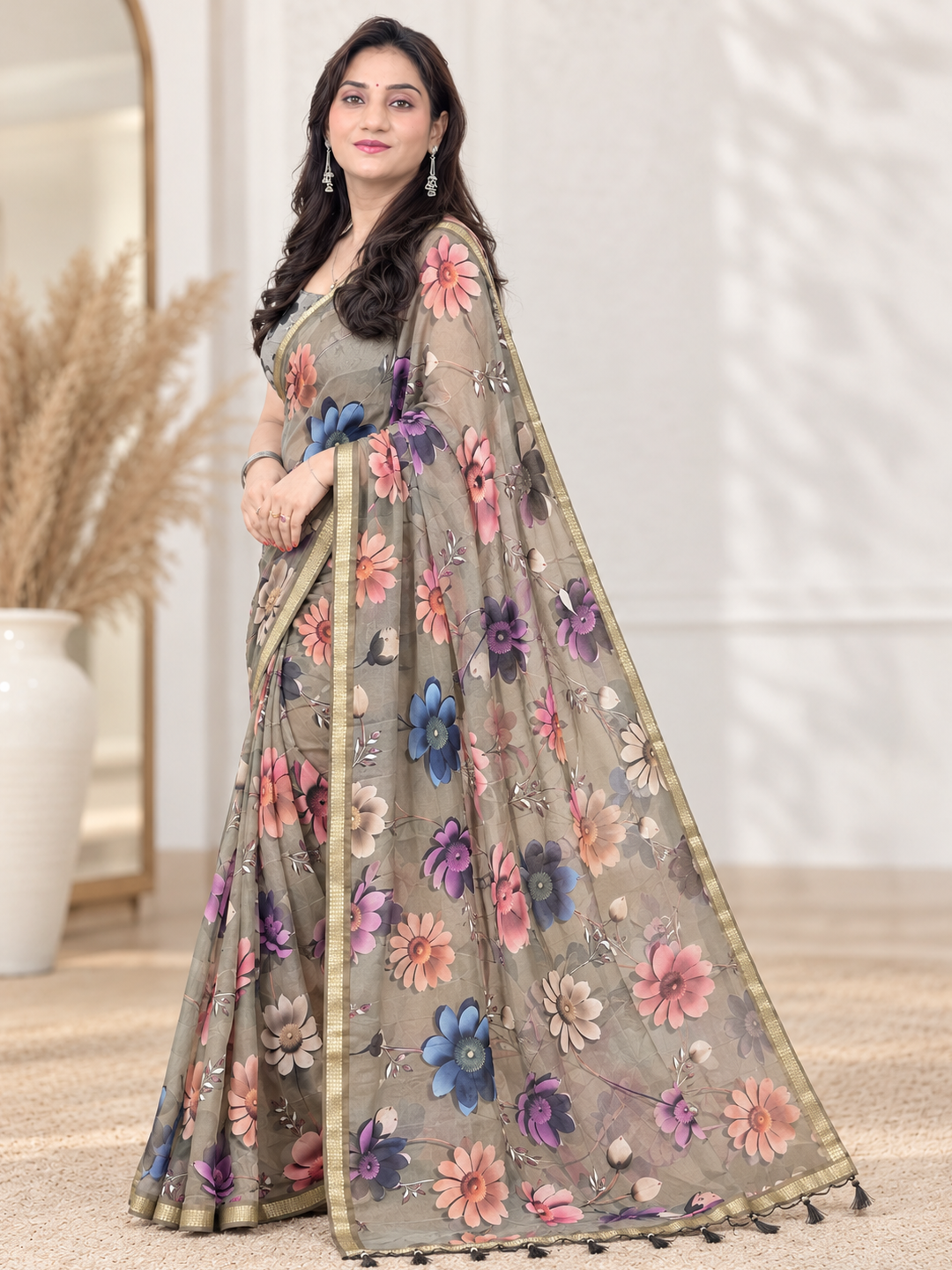 Floral Digital Print Georgette Saree