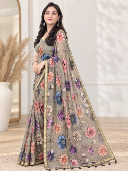 Floral Digital Print Georgette Saree