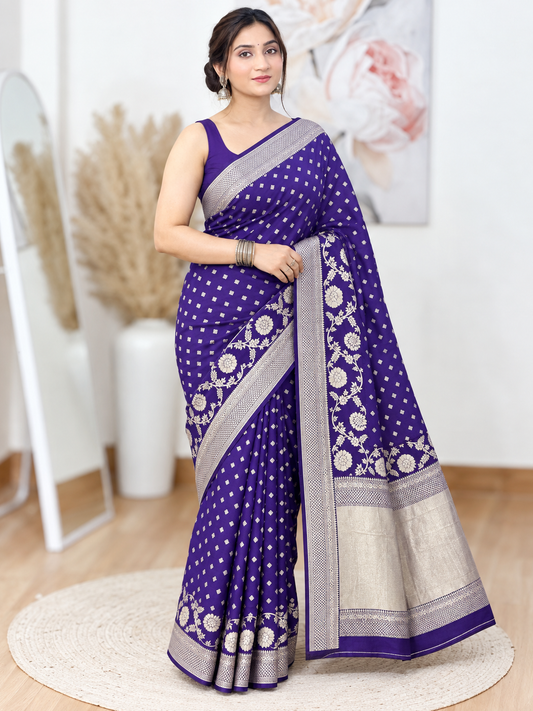 Purple Banarasi Silk Saree – Regal, Luxe Elegance
