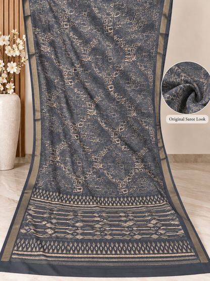 Black Ethnic Saree – Georgette – Sleek, Timeless Elegance