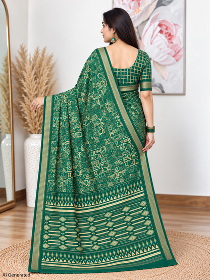 Green Ethnic Saree – Georgette – Fresh, Timeless Elegance