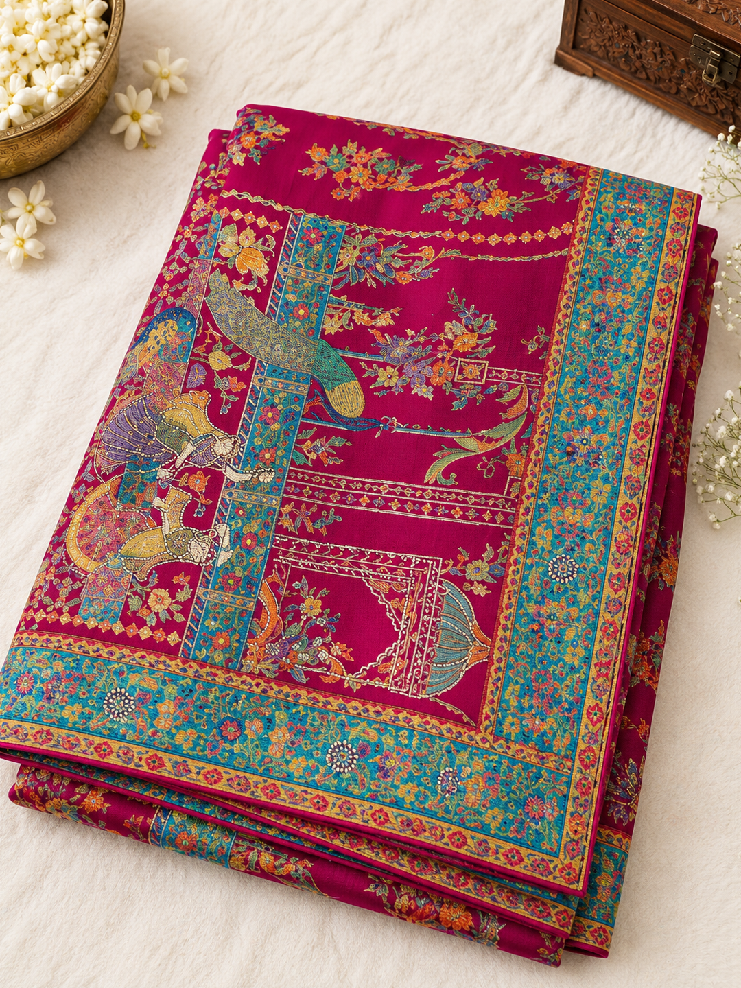 Position Print Zari Work Silk Saree