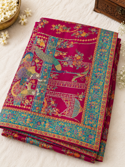 Position Print Zari Work Silk Saree