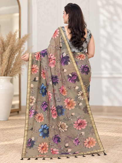 Floral Digital Print Georgette Saree