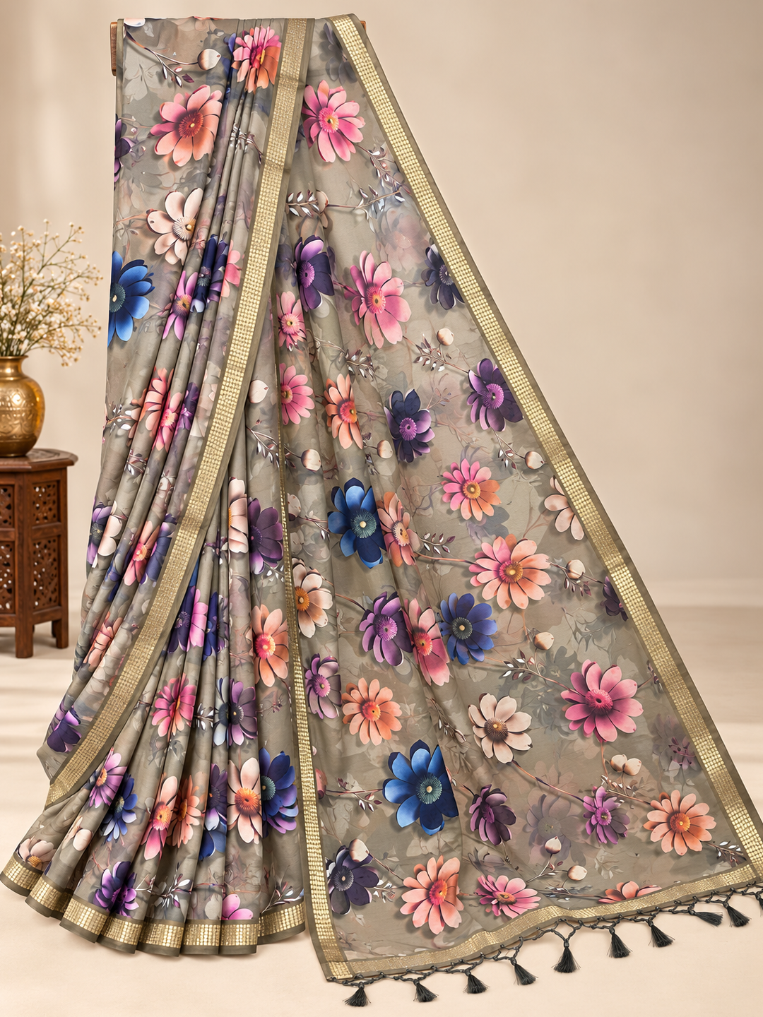 Floral Digital Print Georgette Saree