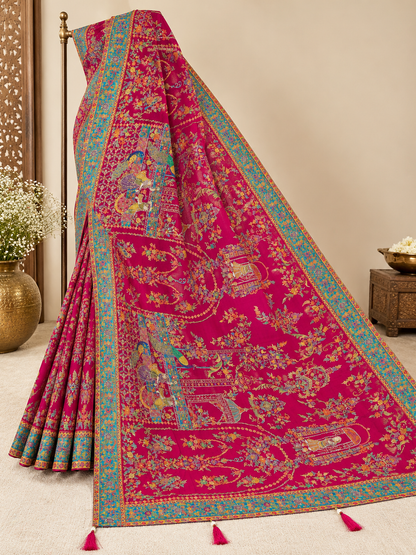 Position Print Zari Work Silk Saree