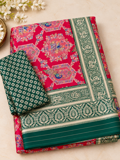 Karwa Chauth Special Printed Silk Saree
