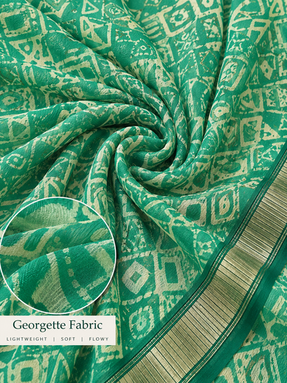 Light Green Ethnic Saree – Georgette – Fresh, Serene Elegance