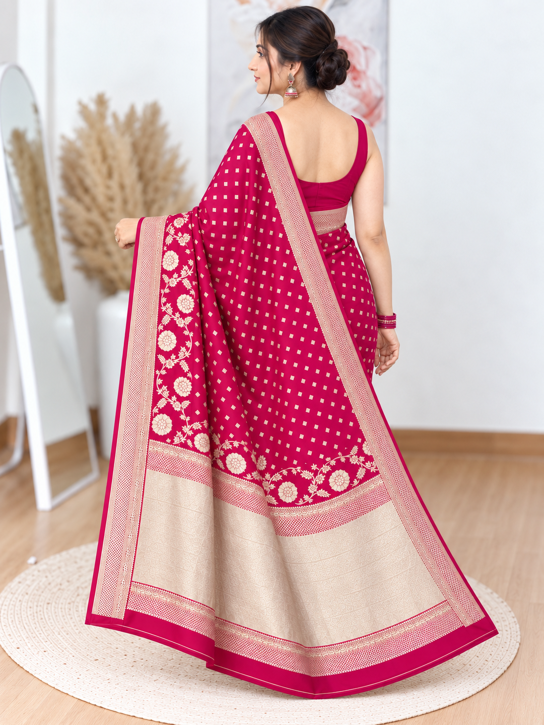 Rani Pink Banarasi Silk Saree – Bold, Luxe Elegance