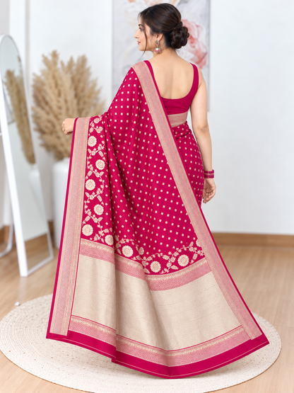 Rani Pink Banarasi Silk Saree – Bold, Luxe Elegance