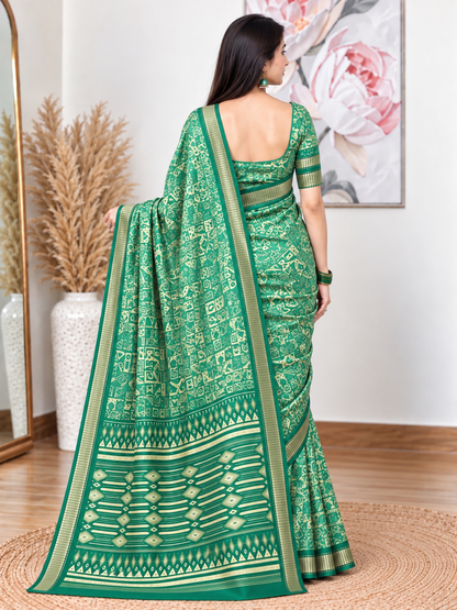 Light Green Ethnic Saree – Georgette – Fresh, Serene Elegance