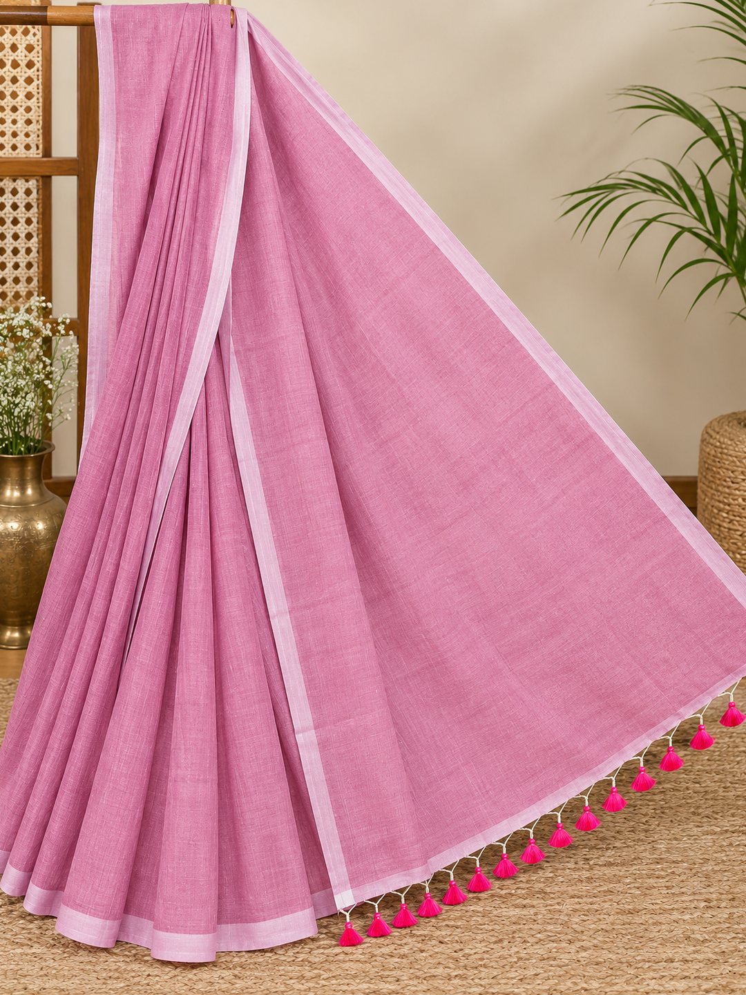 Pink Mal Cotton Saree – Soft, Everyday Elegance
