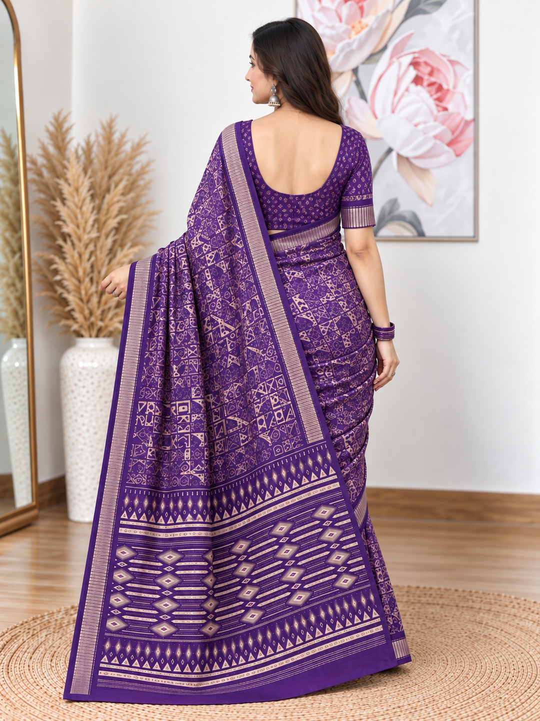 Purple Ethnic Saree – Georgette – Regal, Timeless Elegance