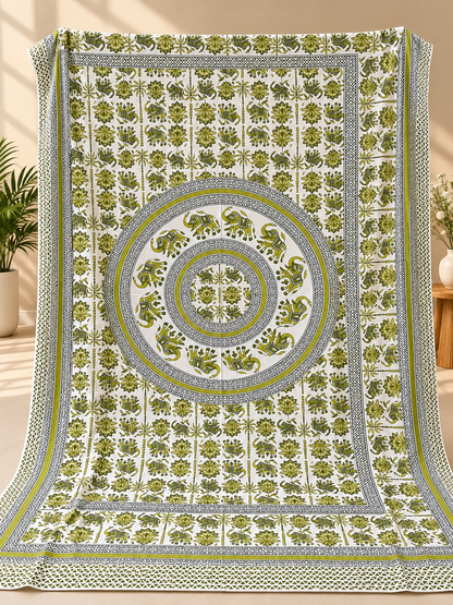 Jaipuri Print Cotton Single Bedsheet – 63 × 90 Inches