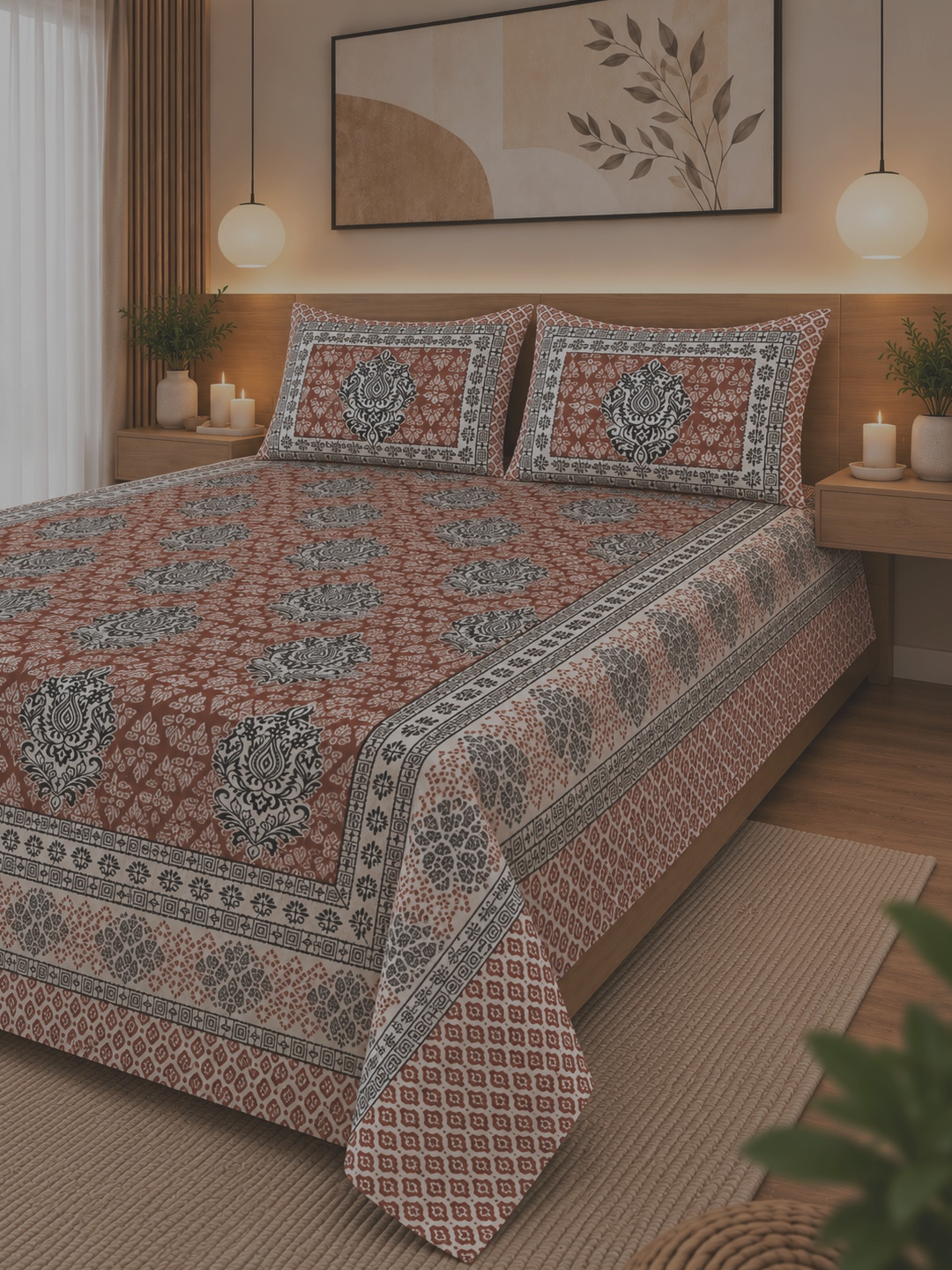Jaipur Heritage Cotton Bedsheet – 108 × 108 Inches