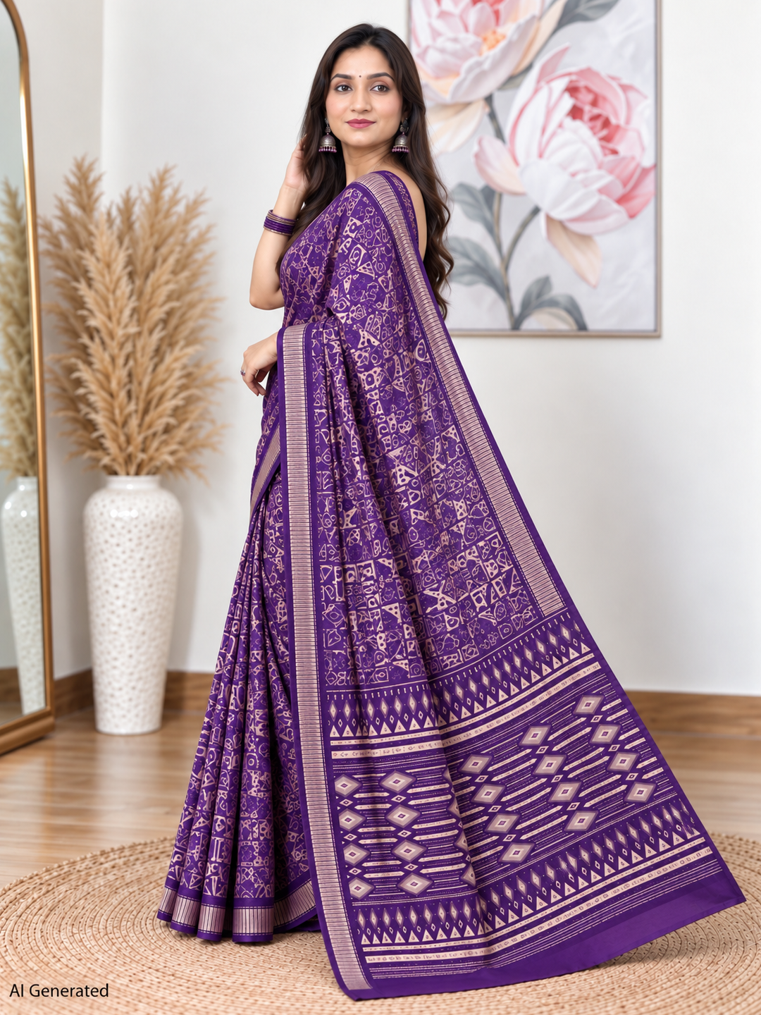 Purple Ethnic Saree – Georgette – Regal, Timeless Elegance