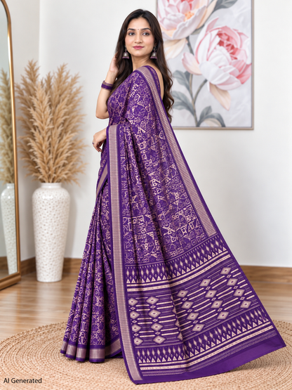 Purple Ethnic Saree – Georgette – Regal, Timeless Elegance