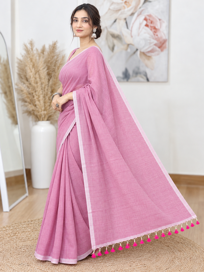Pink Mal Cotton Saree – Soft, Everyday Elegance