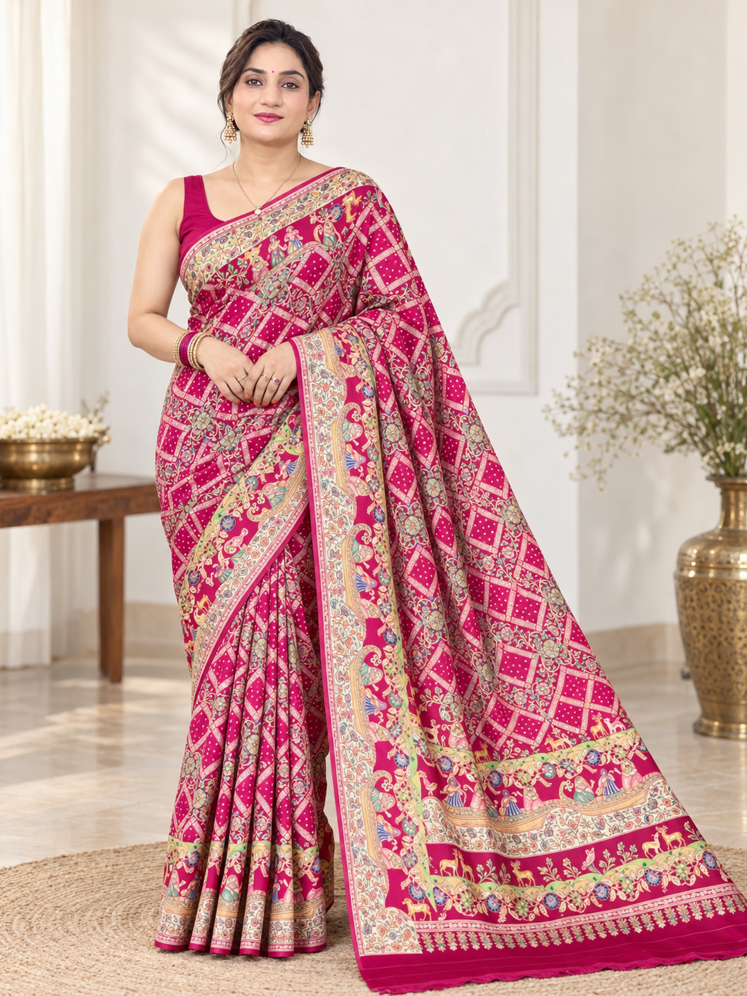 Karwa Chauth Special Printed Silk Saree
